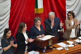 Delfina Gómez Is Sworn In As Governor Of The State Of Mexico.