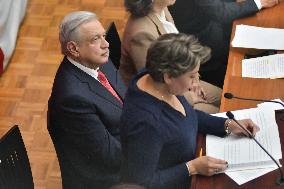 Delfina Gómez Is Sworn In As Governor Of The State Of Mexico.