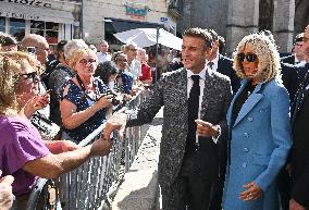 President Macron And His Wife Visiting Cote-D'or