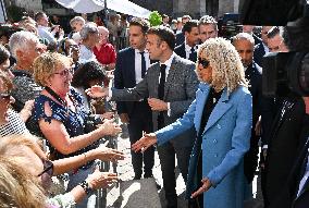 President Macron And His Wife Visiting Cote-D'or