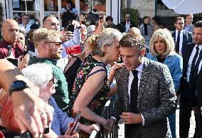 President Macron And His Wife Visiting Cote-D'or