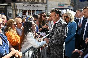 President Macron And His Wife Visiting Cote-D'or