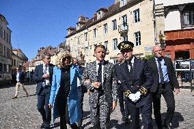 President Macron And His Wife Visiting Cote-D'or