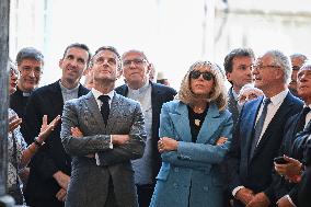 President Macron And His Wife Visiting Cote-D'or