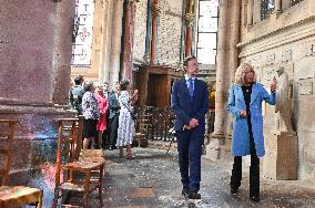 President Macron And His Wife Visiting Cote-D'or