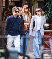 Laura Dern with Greta Gerwig and daughter in New York