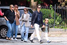 Laura Dern with Greta Gerwig and daughter in New York