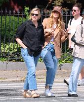 Laura Dern with Greta Gerwig and daughter in New York
