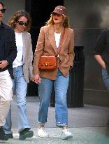 Laura Dern with Greta Gerwig and daughter in New York