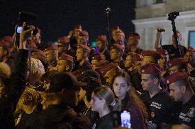 Students Protest On The International Day Of Democracy For Their Teachers