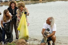 Queen Sofia at a Clean Beach campaign - Spain