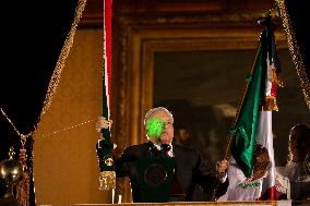 Andres Manuel Lopez Obrador, President Of Mexico, Gives The Cry Of Independence