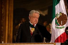 Andres Manuel Lopez Obrador, President Of Mexico, Gives The Cry Of Independence