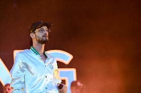 Soolking performs during the Fete de l'Humanite - Bretigny sur Orge