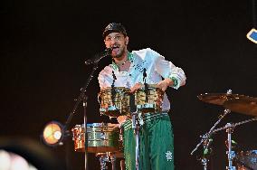 Soolking performs during the Fete de l'Humanite - Bretigny sur Orge