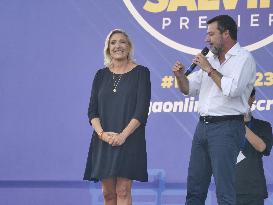 Matteo Salvini and Marine Le Pen in Pontida - Italy