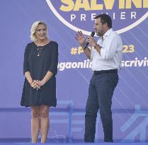 Matteo Salvini and Marine Le Pen in Pontida - Italy