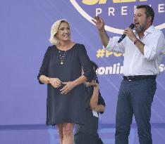 Matteo Salvini and Marine Le Pen in Pontida - Italy