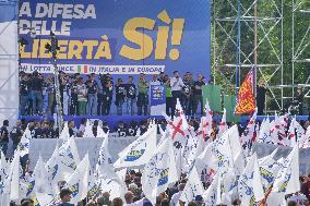 Matteo Salvini and Marine Le Pen in Pontida - Italy