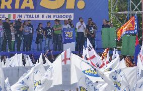 Matteo Salvini and Marine Le Pen in Pontida - Italy