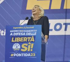 Matteo Salvini and Marine Le Pen in Pontida - Italy