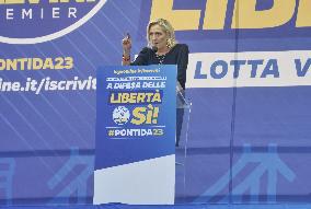 Matteo Salvini and Marine Le Pen in Pontida - Italy