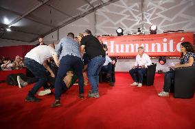 Edouard Philippe and Fabien Roussel at Fete de l'Humanite 2023