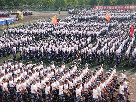 2023 Freshman Military Training Parade Held at Three Gorges University in Yichang, China