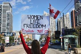 Anti-Trudeau Protestors Join Iranians To Commemorate The First Death Anniversary Of Mahsa Amini