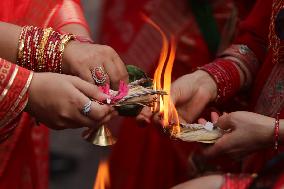 NEPAL-KATHMANDU-WOMEN-TEEJ FESTIVAL-CELEBRATION