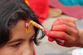 NEPAL-KATHMANDU-WOMEN-TEEJ FESTIVAL-CELEBRATION