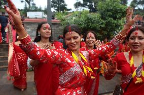 NEPAL-KATHMANDU-WOMEN-TEEJ FESTIVAL-CELEBRATION
