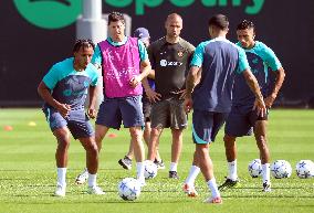 FC Barcelona Training Before Champions League Match Against Royal Antwerp