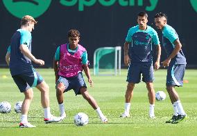 FC Barcelona Training Before Champions League Match Against Royal Antwerp