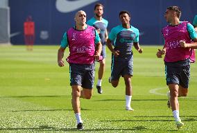 FC Barcelona Training Before Champions League Match Against Royal Antwerp