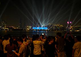 Light Show At The Hangzhou Olympic Sports Center