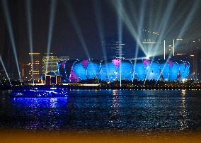 Light Show At The Hangzhou Olympic Sports Center