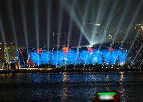 Light Show At The Hangzhou Olympic Sports Center