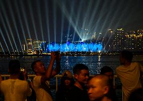 Light Show At The Hangzhou Olympic Sports Center