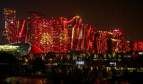 Light Show At The Hangzhou Olympic Sports Center