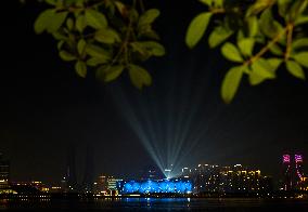 Light Show At The Hangzhou Olympic Sports Center