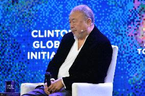Ai Weiwei And Hillary Clinton Panel Discussion In New York City At Clinton Global Initiative 2023 Meeting