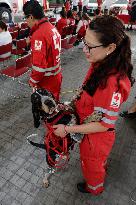 Mexican Red Cross Hands Over Donations To Canine Binomial Members Of The Search And Rescue Team In Collapsed Structures