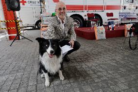 Mexican Red Cross Hands Over Donations To Canine Binomial Members Of The Search And Rescue Team In Collapsed Structures