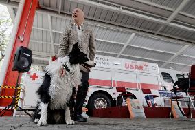 Mexican Red Cross Hands Over Donations To Canine Binomial Members Of The Search And Rescue Team In Collapsed Structures