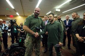 Zelensky Visits Wounded Ukrainian Soldiers In New York