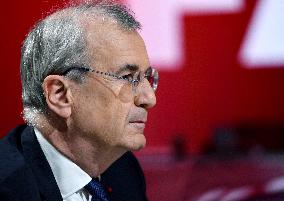 Francois Villeroy de Galhau Appears On RMC BFMTV - Paris
