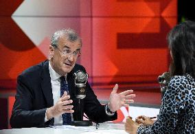 Francois Villeroy de Galhau Appears On RMC BFMTV - Paris
