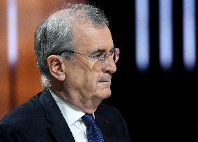 Francois Villeroy de Galhau Appears On RMC BFMTV - Paris