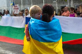 Protest In Front Of The Embassy Of Russia In Sofia